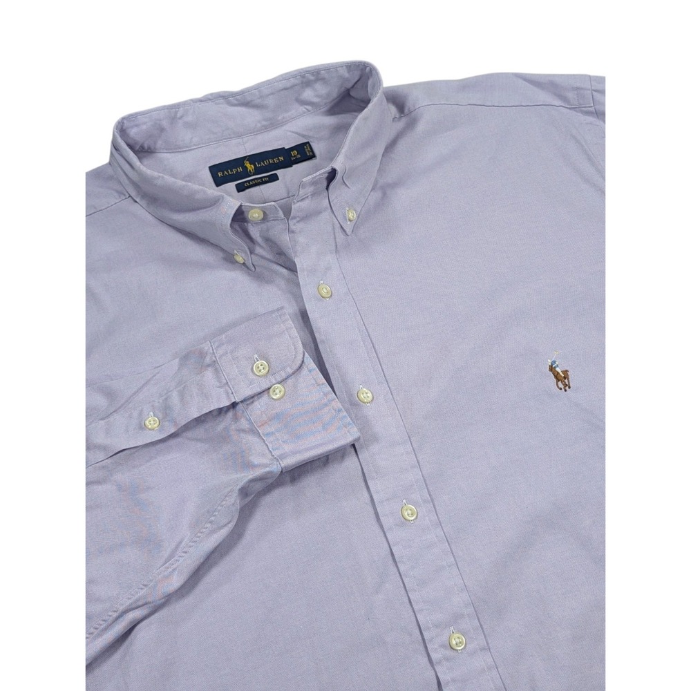 Ralph Lauren Dress Shirt Men's 19 34/35 Purple Classic Fit Oxford Button Down